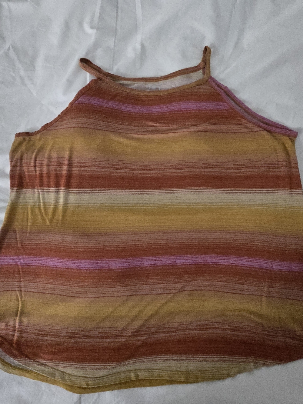 Striped Halter Tank Top in Mustard, Rust & Pink - Unbranded
